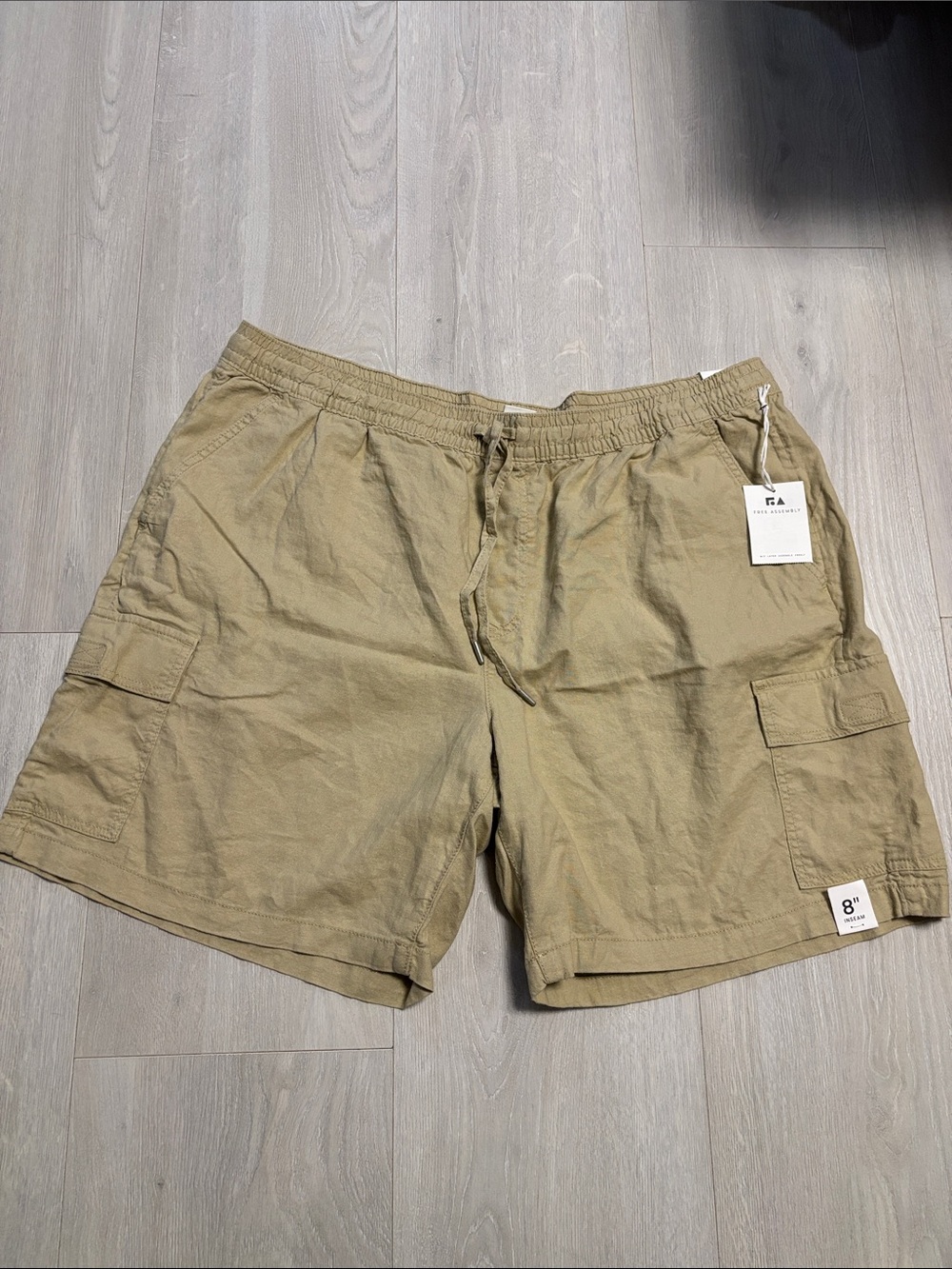 🔥BUNDLESALE Men’s 2XL Free Assembly Linen Blend Cargo Drawstring Shorts NWT